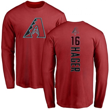 Men's Arizona Diamondbacks Jake Hager ＃16 Backer Long Sleeve T-Shirt - Red