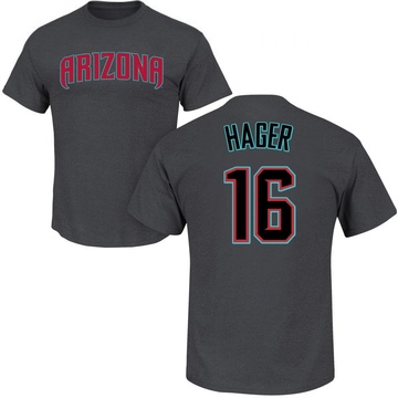 Men's Arizona Diamondbacks Jake Hager ＃16 Roster Name & Number T-Shirt - Charcoal