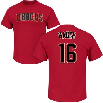 Men's Arizona Diamondbacks Jake Hager ＃16 Roster Name & Number T-Shirt Crimson