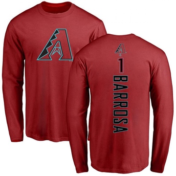 Men's Arizona Diamondbacks Jorge Barrosa ＃1 Backer Long Sleeve T-Shirt - Red