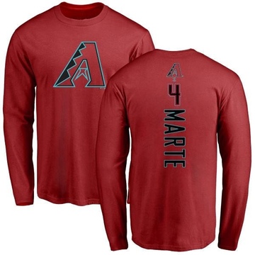 Men's Arizona Diamondbacks Ketel Marte ＃4 Backer Long Sleeve T-Shirt - Red