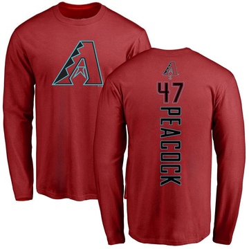 Men's Arizona Diamondbacks Matt Peacock ＃47 Backer Long Sleeve T-Shirt - Red