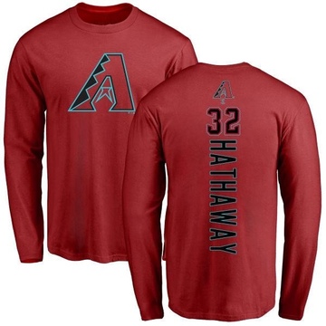 Men's Arizona Diamondbacks Steve Hathaway ＃32 Backer Long Sleeve T-Shirt - Red