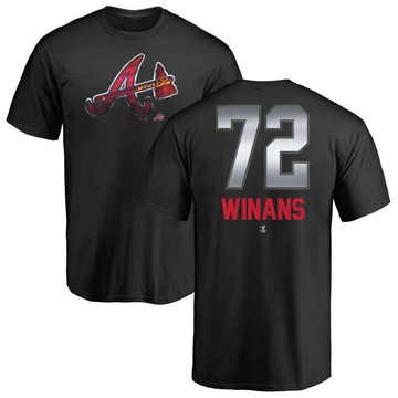 Men's Atlanta Braves Allan Winans ＃72 Midnight Mascot T-Shirt - Black