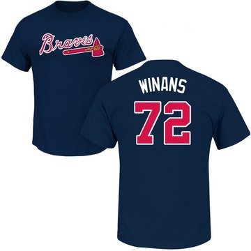 Men's Atlanta Braves Allan Winans ＃72 Roster Name & Number T-Shirt - Navy