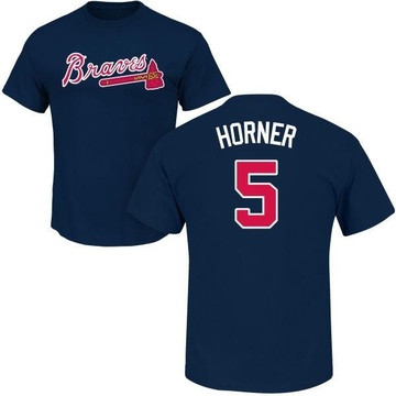 Men's Atlanta Braves Bob Horner ＃5 Roster Name & Number T-Shirt - Navy