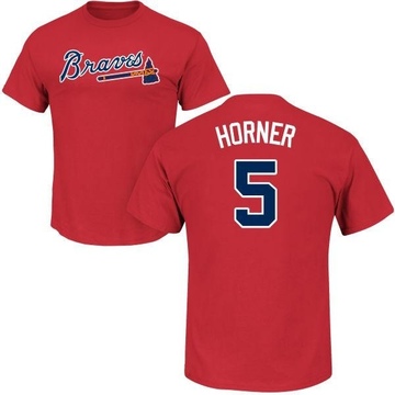 Men's Atlanta Braves Bob Horner ＃5 Roster Name & Number T-Shirt - Red
