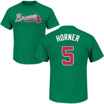 Men's Atlanta Braves Bob Horner ＃5 St. Patrick's Day Roster Name & Number T-Shirt - Green