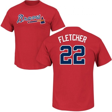 Men's Atlanta Braves David Fletcher ＃22 Roster Name & Number T-Shirt - Red