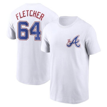 Men's Atlanta Braves David Fletcher ＃64 2023 City Connect Name & Number T-Shirt - White