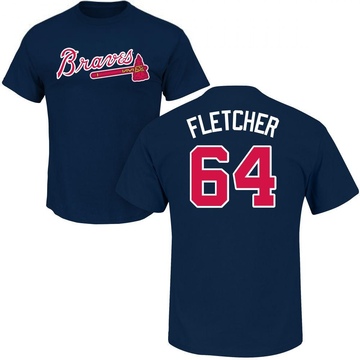 Men's Atlanta Braves David Fletcher ＃64 Roster Name & Number T-Shirt - Navy