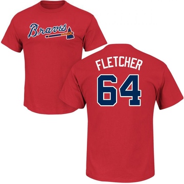 Men's Atlanta Braves David Fletcher ＃64 Roster Name & Number T-Shirt - Red