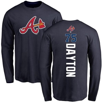 Men's Atlanta Braves Grant Dayton ＃75 Backer Long Sleeve T-Shirt - Navy