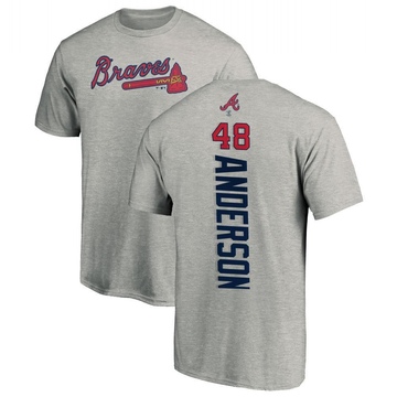 Men's Atlanta Braves Ian Anderson ＃48 Backer T-Shirt Ash