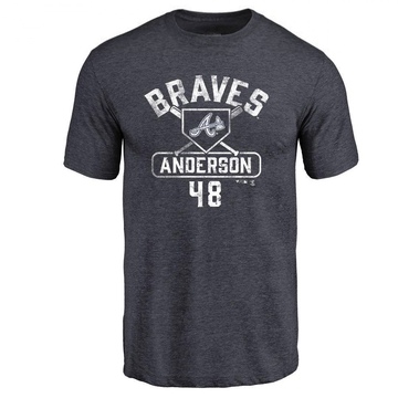 Men's Atlanta Braves Ian Anderson ＃48 Base Runner T-Shirt - Navy