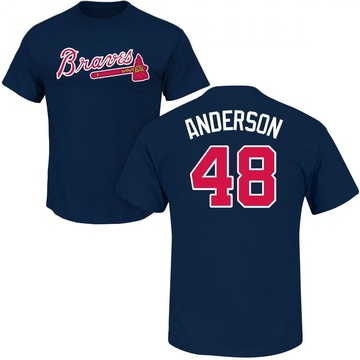 Men's Atlanta Braves Ian Anderson ＃48 Roster Name & Number T-Shirt - Navy