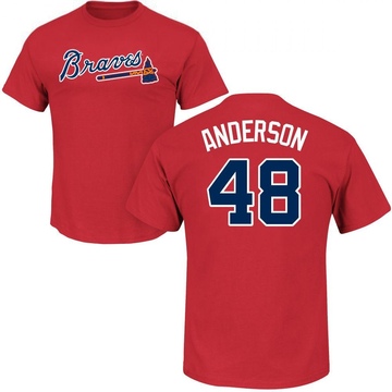 Men's Atlanta Braves Ian Anderson ＃48 Roster Name & Number T-Shirt - Red