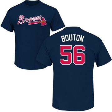 Men's Atlanta Braves Jim Bouton ＃56 Roster Name & Number T-Shirt - Navy