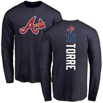 Men's Atlanta Braves Joe Torre ＃15 Backer Long Sleeve T-Shirt - Navy
