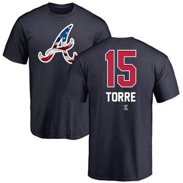 Men's Atlanta Braves Joe Torre ＃15 Name and Number Banner Wave T-Shirt - Navy