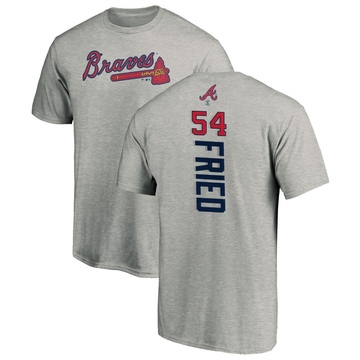 Men's Atlanta Braves Max Fried ＃54 Backer T-Shirt Ash