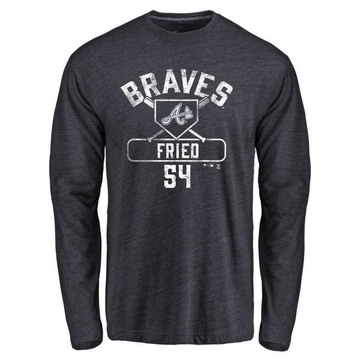 Men's Atlanta Braves Max Fried ＃54 Base Runner Long Sleeve T-Shirt - Navy