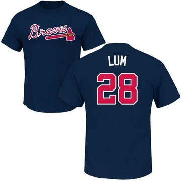Men's Atlanta Braves Mike Lum ＃28 Roster Name & Number T-Shirt - Navy