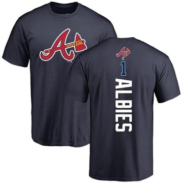 Men's Atlanta Braves Ozzie Albies ＃1 Backer T-Shirt - Navy