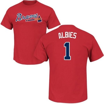 Men's Atlanta Braves Ozzie Albies ＃1 Roster Name & Number T-Shirt - Red