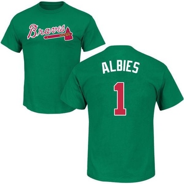 Men's Atlanta Braves Ozzie Albies ＃1 St. Patrick's Day Roster Name & Number T-Shirt - Green