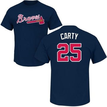 Men's Atlanta Braves Rico Carty ＃25 Roster Name & Number T-Shirt - Navy