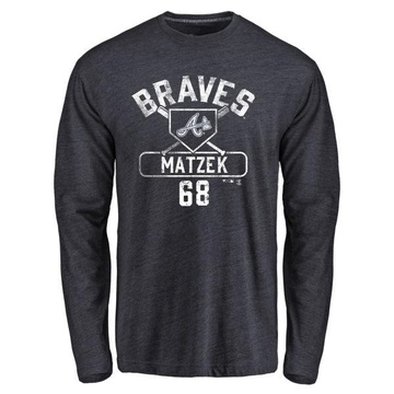 Men's Atlanta Braves Tyler Matzek ＃68 Base Runner Long Sleeve T-Shirt - Navy
