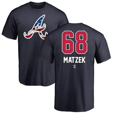 Men's Atlanta Braves Tyler Matzek ＃68 Name and Number Banner Wave T-Shirt - Navy