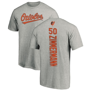 Men's Baltimore Orioles Bruce Zimmermann ＃50 Backer T-Shirt Ash