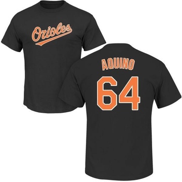 Men's Baltimore Orioles Jayson Aquino ＃64 Roster Name & Number T-Shirt - Black