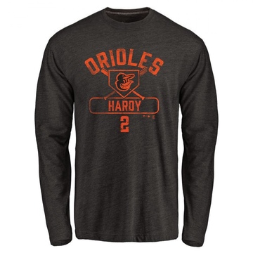 Men's Baltimore Orioles J.J. Hardy ＃2 Base Runner Long Sleeve T-Shirt - Black