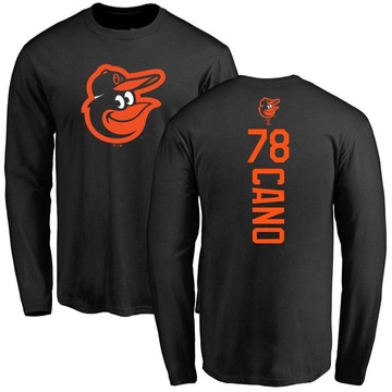 Men's Baltimore Orioles Yennier Cano ＃78 Backer Long Sleeve T-Shirt - Black