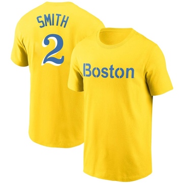 Men's Boston Red Sox Dominic Smith ＃2 City Connect Name & Number T-Shirt - Gold