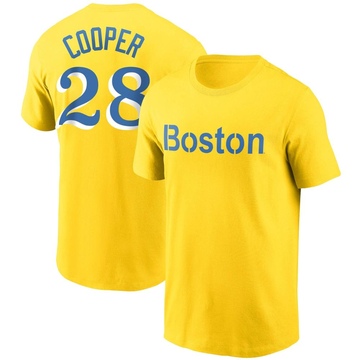 Men's Boston Red Sox Garrett Cooper ＃28 City Connect Name & Number T-Shirt - Gold