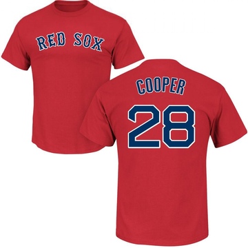 Men's Boston Red Sox Garrett Cooper ＃28 Roster Name & Number T-Shirt - Scarlet