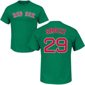 Men's Boston Red Sox John Smoltz ＃29 St. Patrick's Day Roster Name & Number T-Shirt - Green