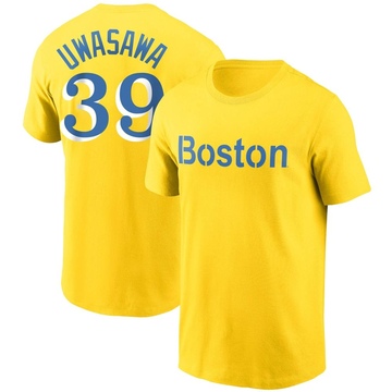 Men's Boston Red Sox Naoyuki Uwasawa ＃39 City Connect Name & Number T-Shirt - Gold