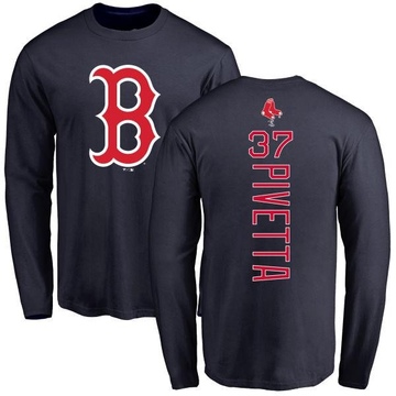 Men's Boston Red Sox Nick Pivetta ＃37 Backer Long Sleeve T-Shirt - Navy