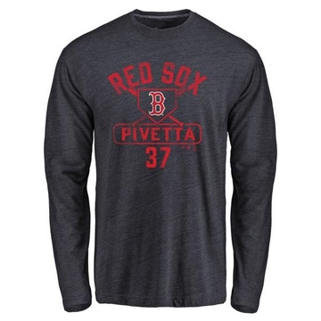 Men's Boston Red Sox Nick Pivetta ＃37 Base Runner Long Sleeve T-Shirt - Navy