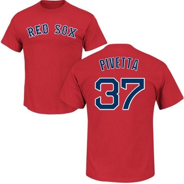 Men's Boston Red Sox Nick Pivetta ＃37 Roster Name & Number T-Shirt - Scarlet