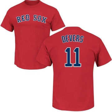 Men's Boston Red Sox Rafael Devers ＃11 Roster Name & Number T-Shirt - Scarlet