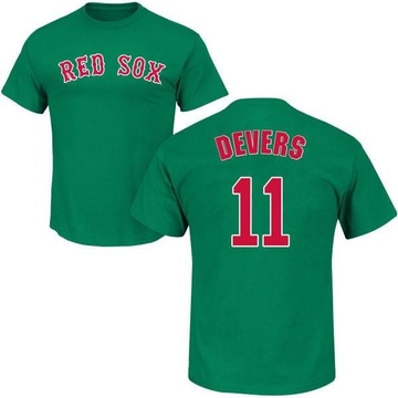 Men's Boston Red Sox Rafael Devers ＃11 St. Patrick's Day Roster Name & Number T-Shirt - Green