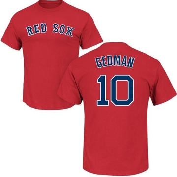 Men's Boston Red Sox Rich Gedman ＃10 Roster Name & Number T-Shirt - Scarlet