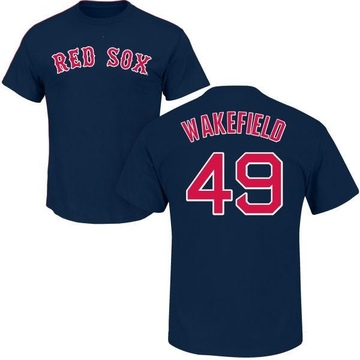 Men's Boston Red Sox Tim Wakefield ＃49 Roster Name & Number T-Shirt - Navy