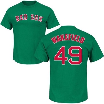 Men's Boston Red Sox Tim Wakefield ＃49 St. Patrick's Day Roster Name & Number T-Shirt - Green
